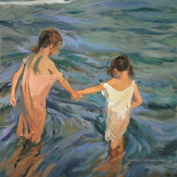 enfants dans la mer joaquin sorolla y bastida impressionnisme Peinture à l'huile